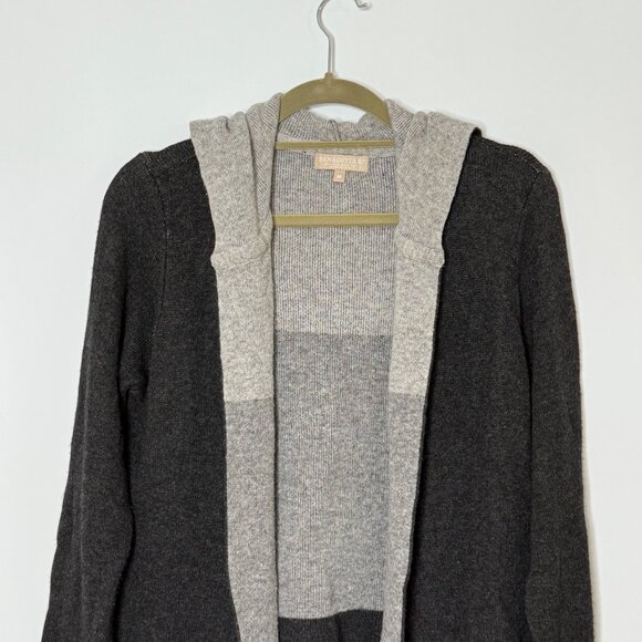 Bendetta B Merino Wool Cashmere Blend Gray Color Block Hooded Cardigan Medium - Picture 2 of 8